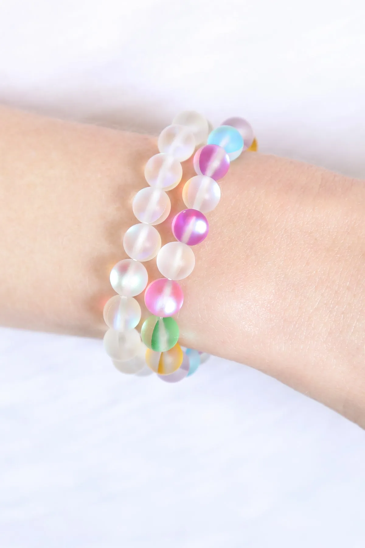 CHIC COLORED MERMAID GLASS STRETCH BRACELET