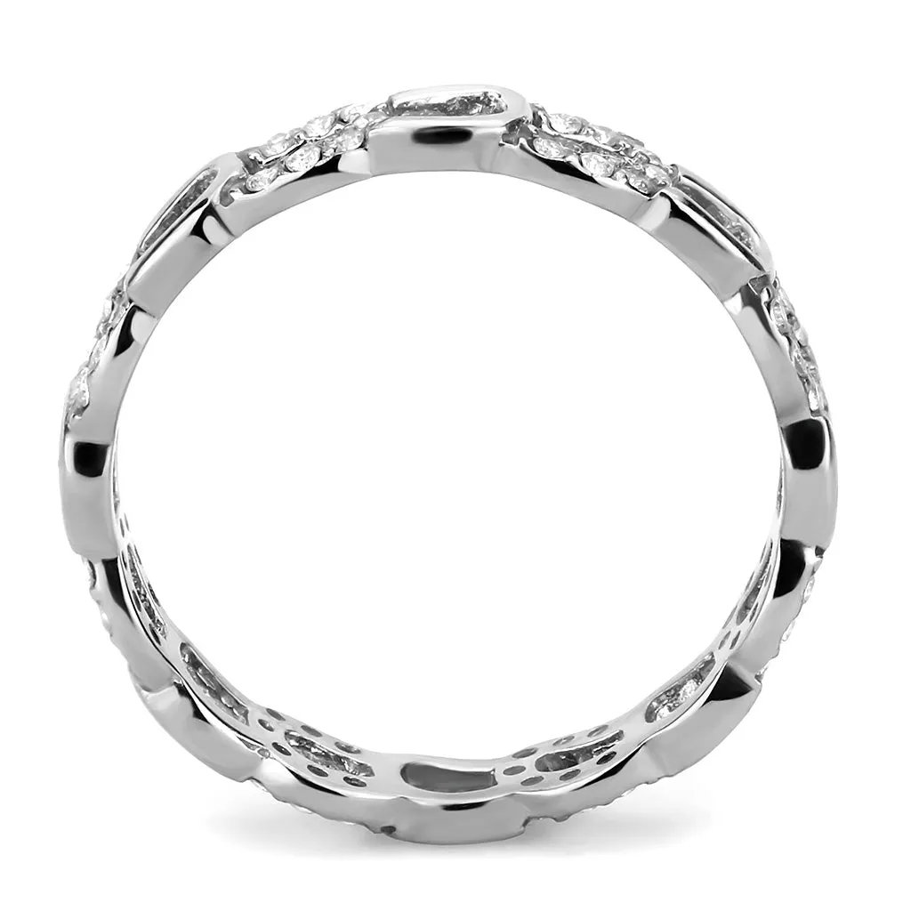 CJ111 Wholesale Women's Stainless Steel AAA Grade Clear Cubic Zirconia Eternal Horseshoe Minimal Ring