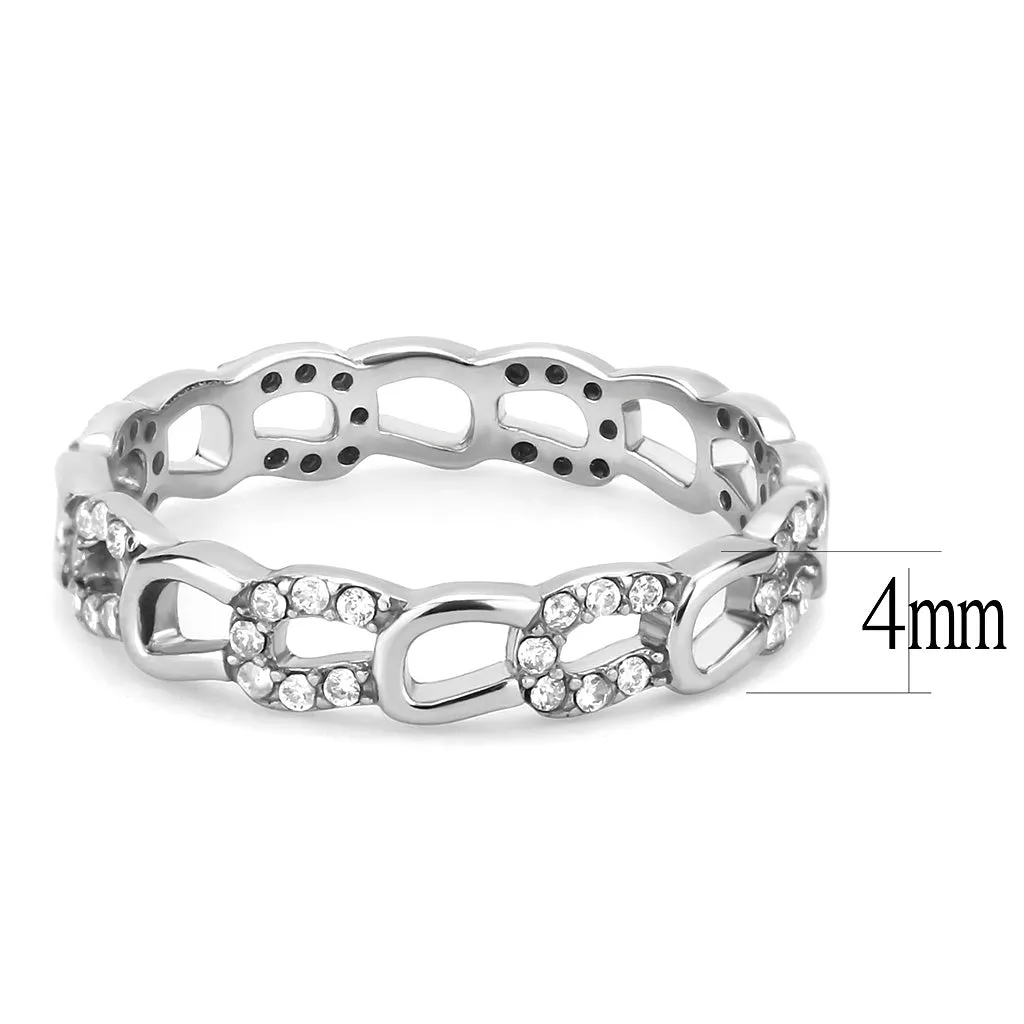 CJ111 Wholesale Women's Stainless Steel AAA Grade Clear Cubic Zirconia Eternal Horseshoe Minimal Ring