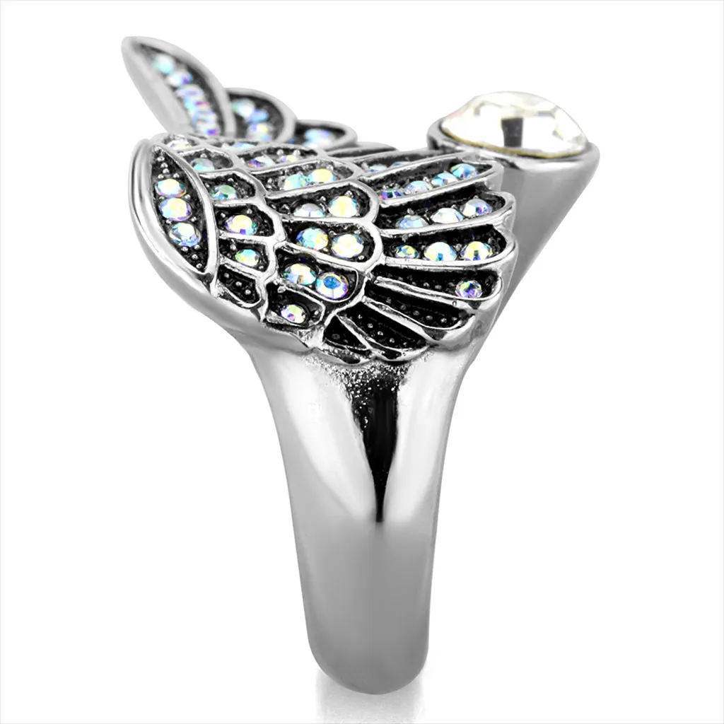 CJG2709 Angelic Wing Crystal Cocktail Ring