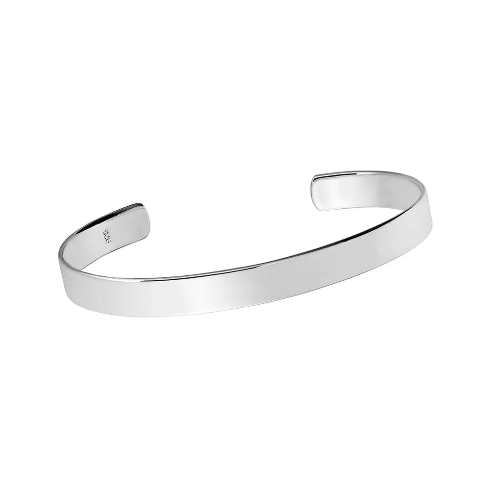 Classic 8mm Plain Sterling Silver Bangle For Women Gilrs