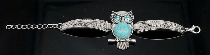 Classical Vintage Owl Turquoises Bracelet