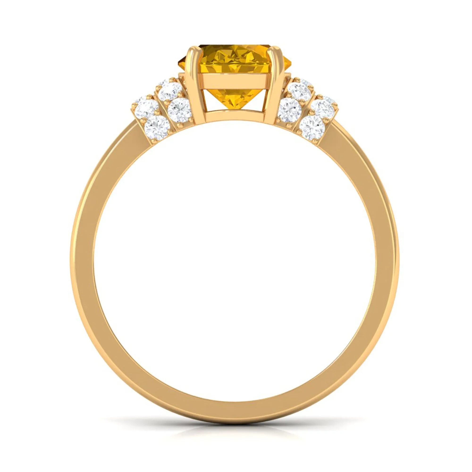 Created Yellow Sapphire Oval Engagement Ring with Diamond Accent