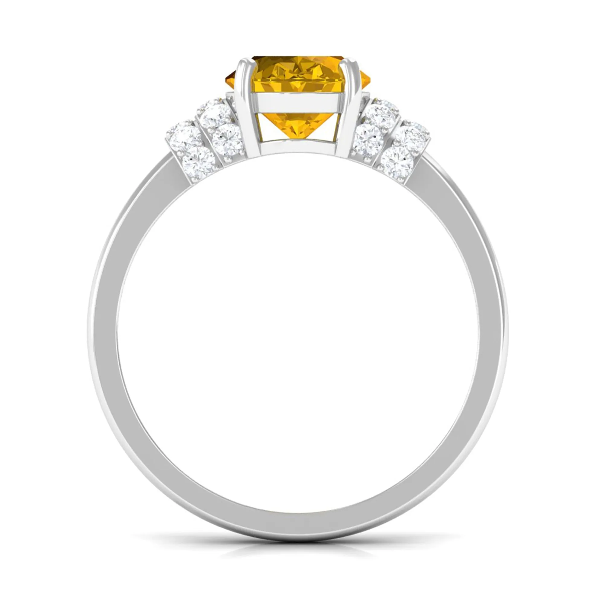 Created Yellow Sapphire Oval Engagement Ring with Diamond Accent