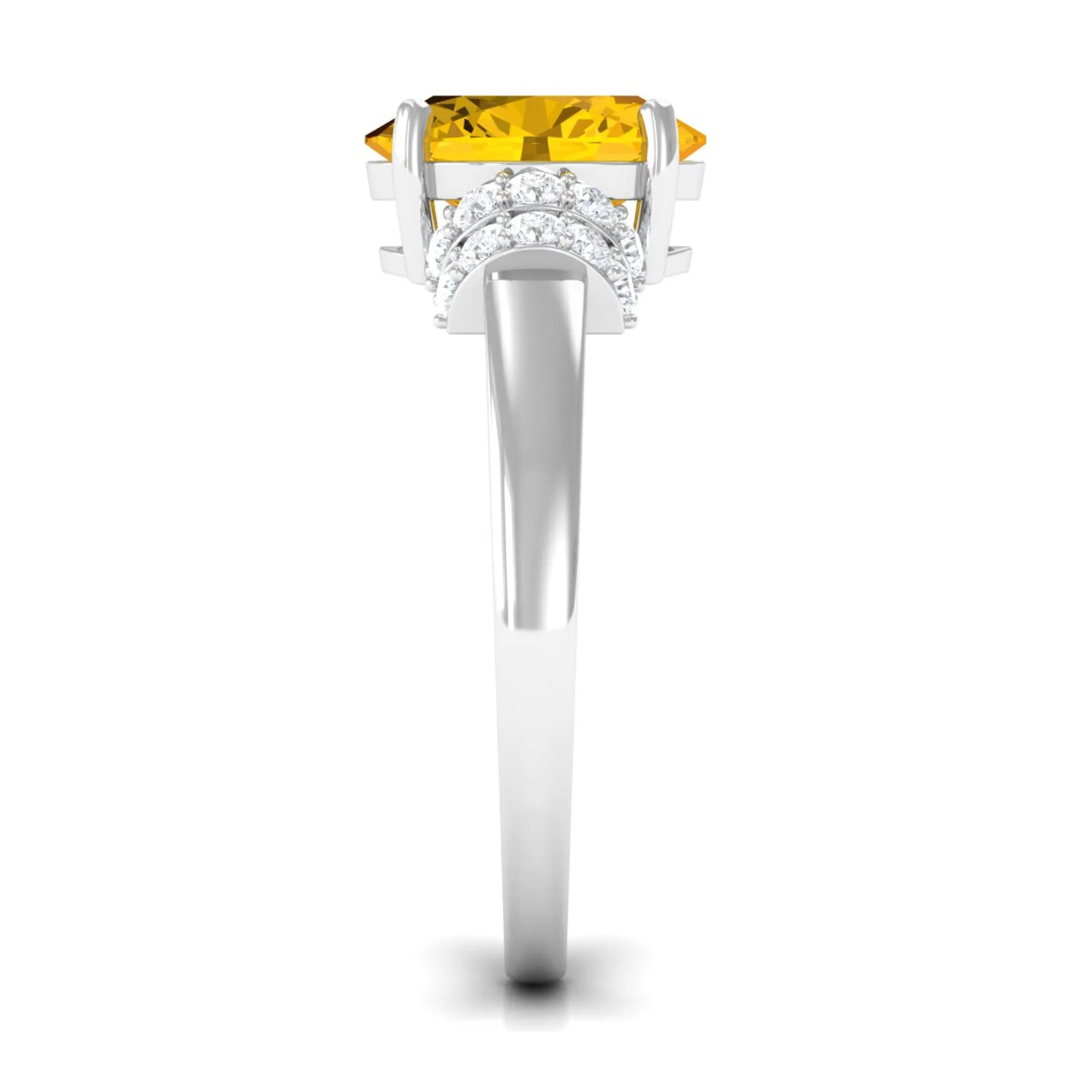 Created Yellow Sapphire Oval Engagement Ring with Diamond Accent