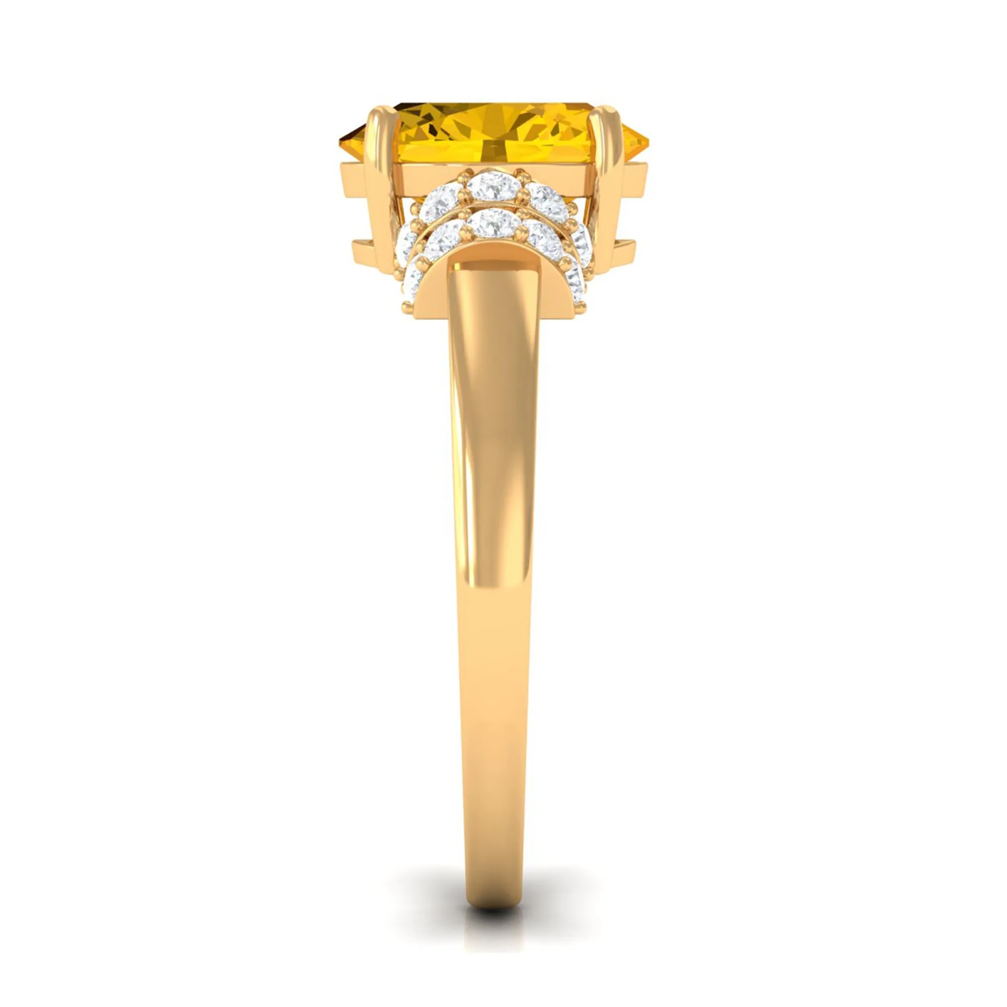 Created Yellow Sapphire Oval Engagement Ring with Diamond Accent