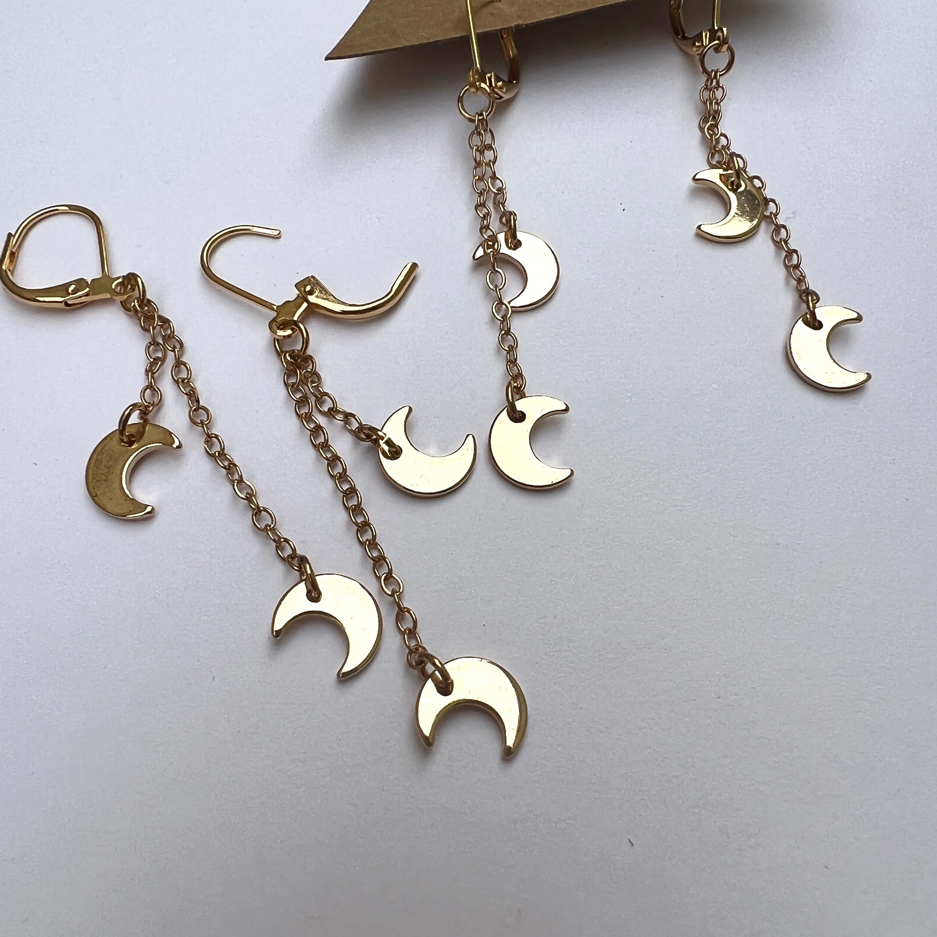 Crescent Moon Dangle Earrings