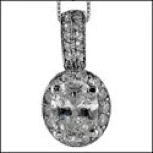 Cubic Zirconia Cz 2 Ct Oval Pave Halo Ct Bail Pendant