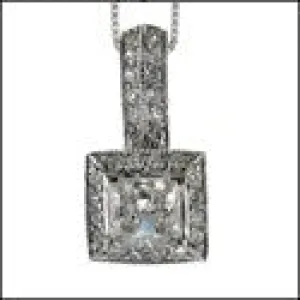 Cubic Zirconia Cz .60 Princess Halo Ct Bail Pendant