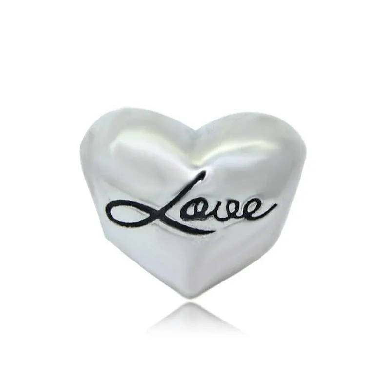 Cursive Love Heart Charm 925 Sterling Silver