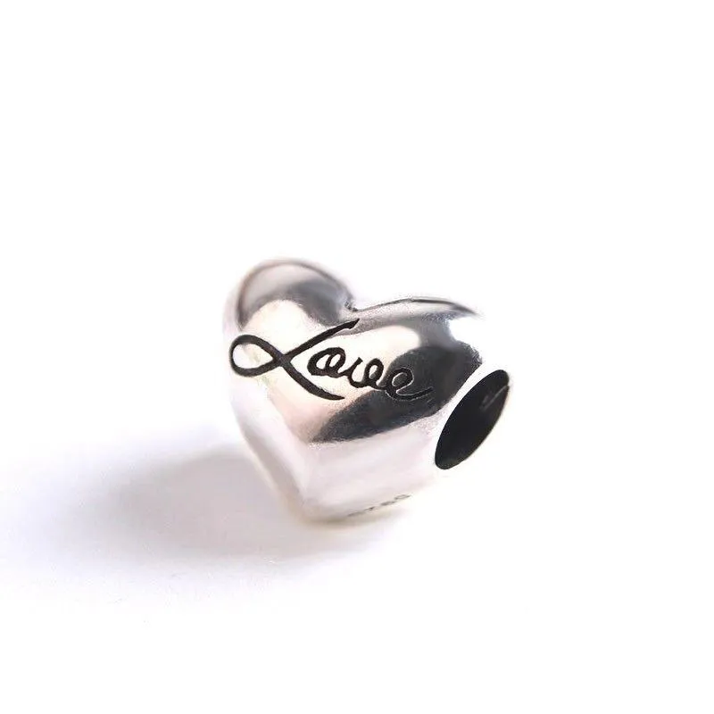 Cursive Love Heart Charm 925 Sterling Silver