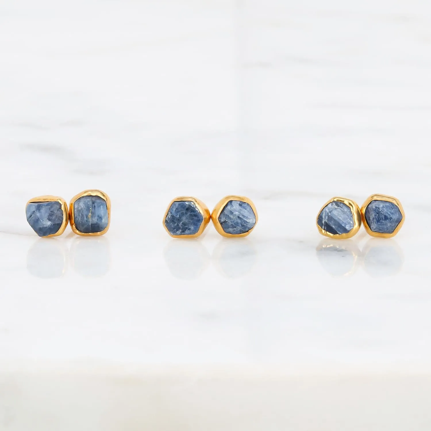 Dainty Raw Sapphire Earrings