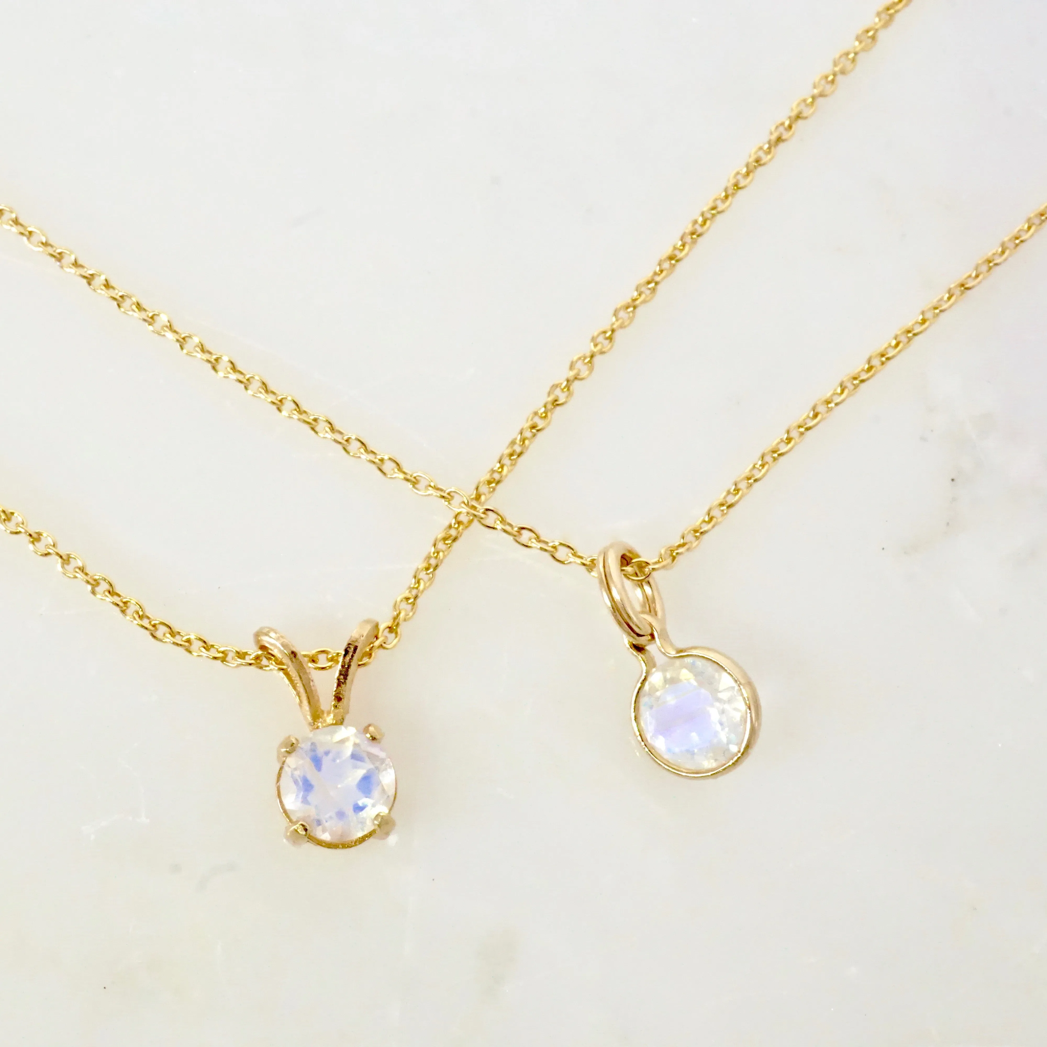 Delicate Moonstone Pendant - Moonstone Bezel Pendant in Gold or Silver - Dainty Moonstone Necklace