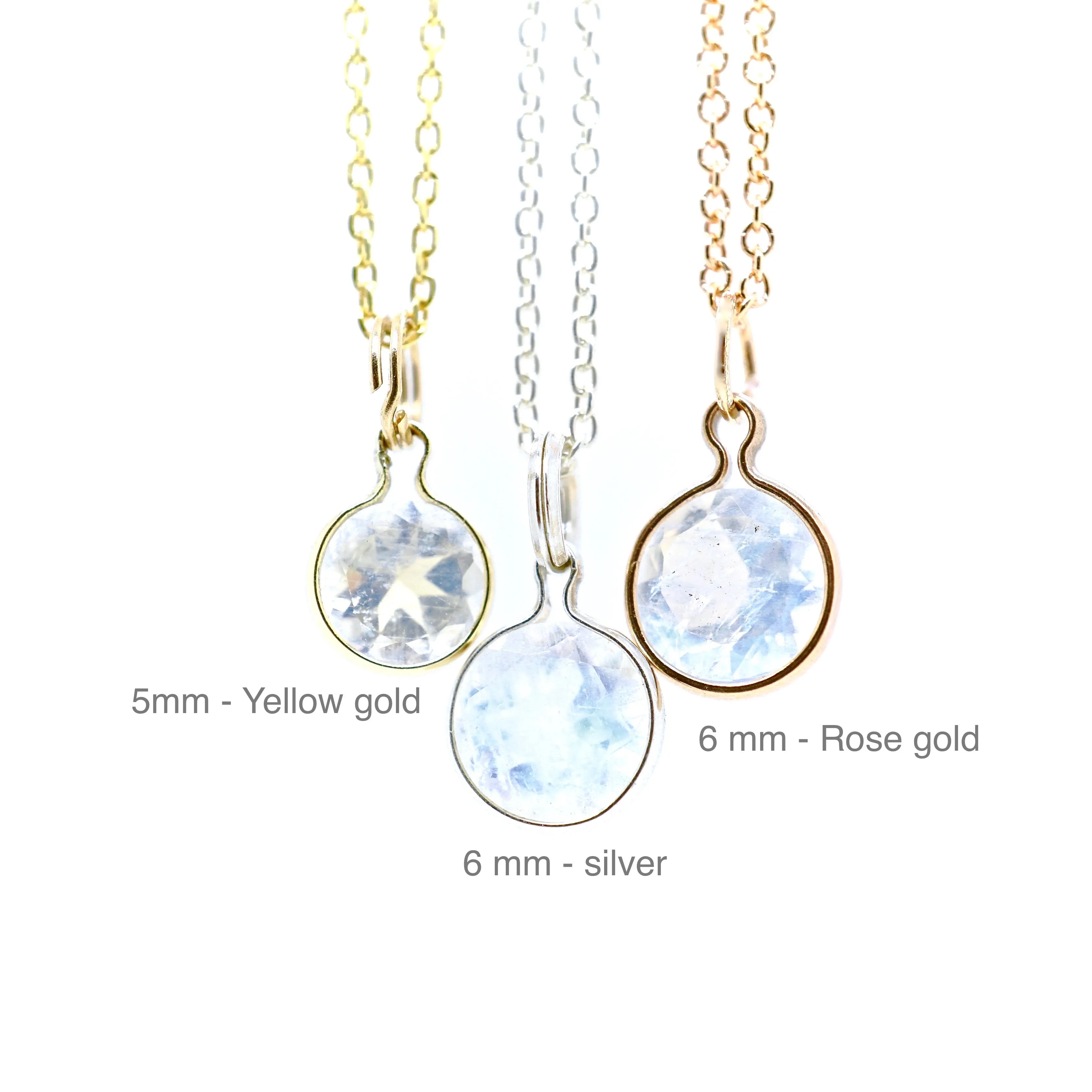 Delicate Moonstone Pendant - Moonstone Bezel Pendant in Gold or Silver - Dainty Moonstone Necklace