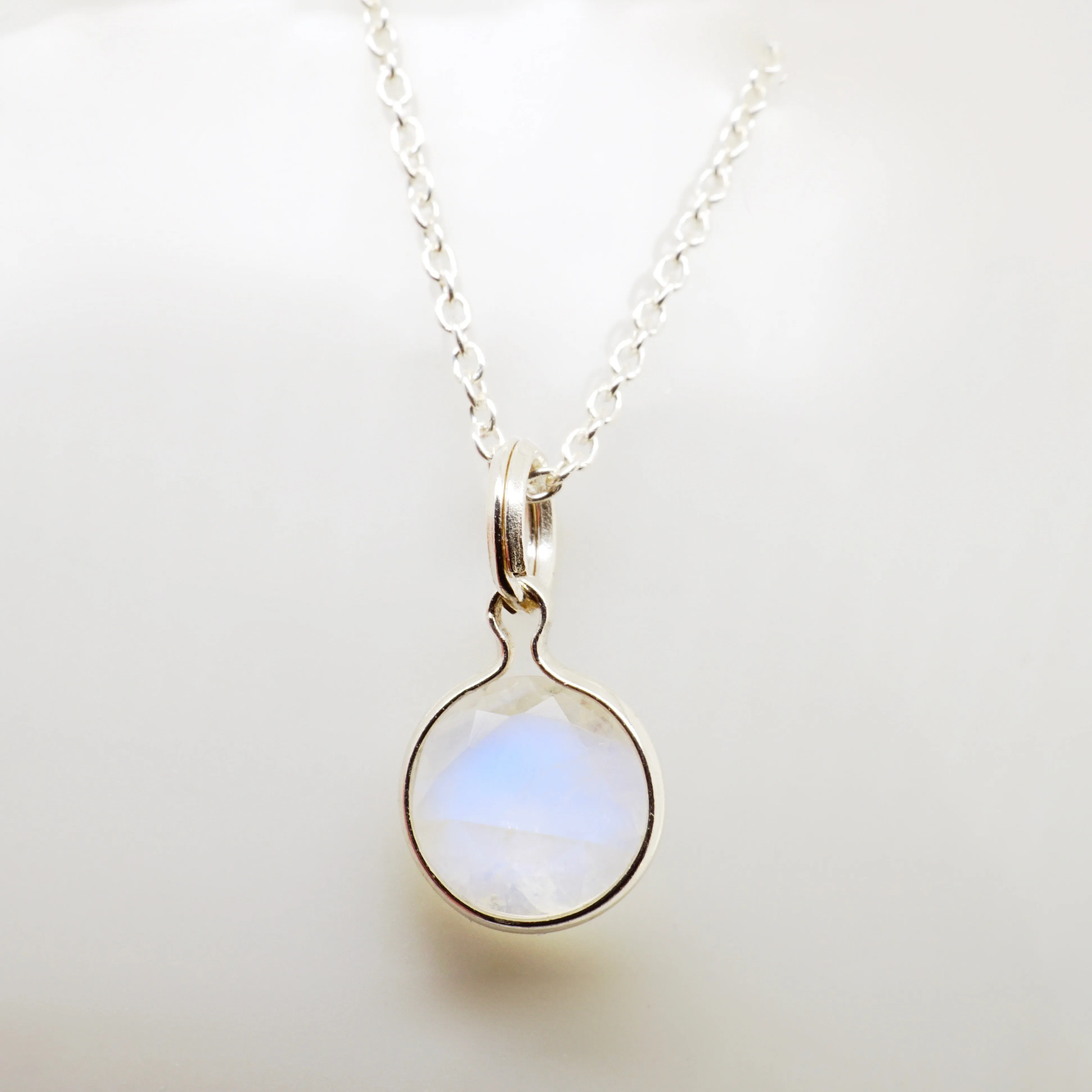 Delicate Moonstone Pendant - Moonstone Bezel Pendant in Gold or Silver - Dainty Moonstone Necklace