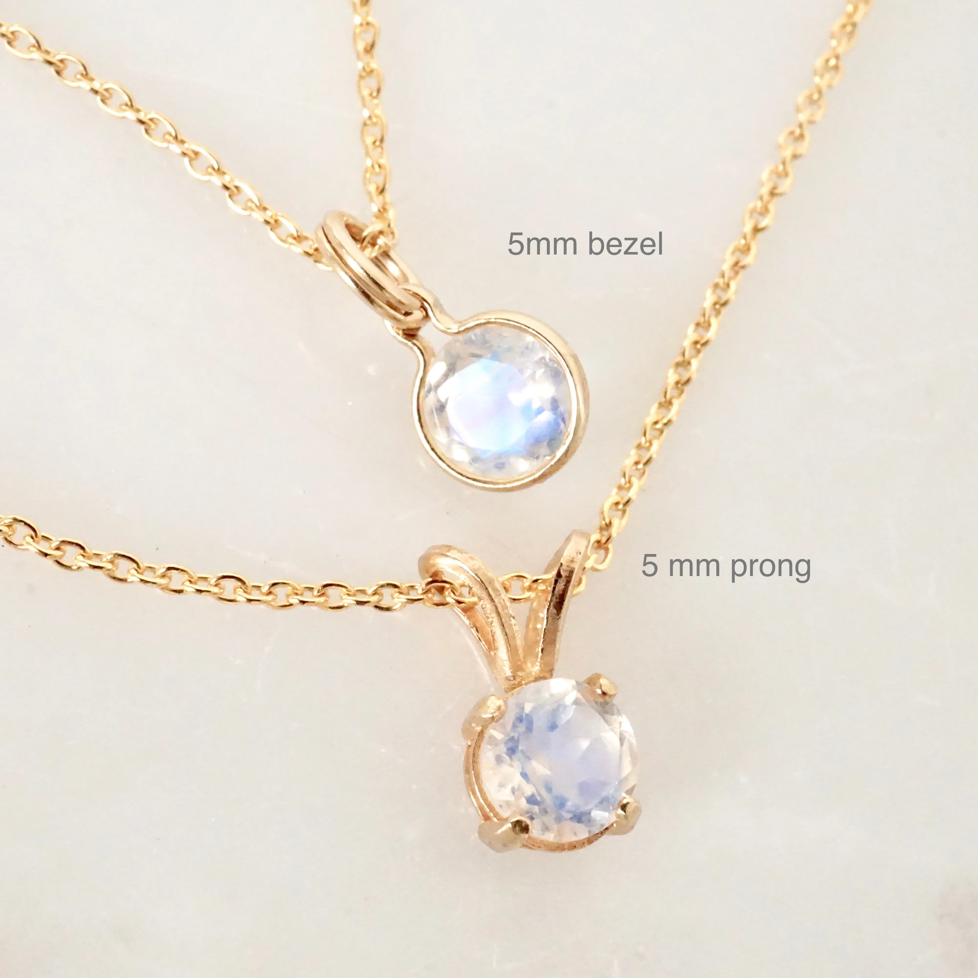 Delicate Moonstone Pendant - Moonstone Bezel Pendant in Gold or Silver - Dainty Moonstone Necklace