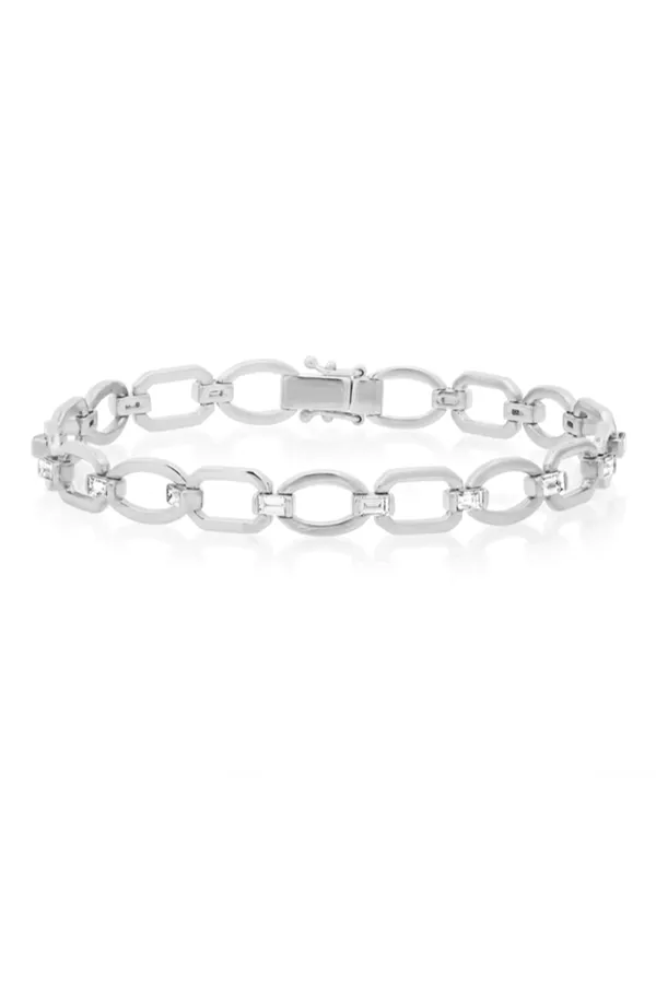 Diamond Baguette Flat Link Bracelet