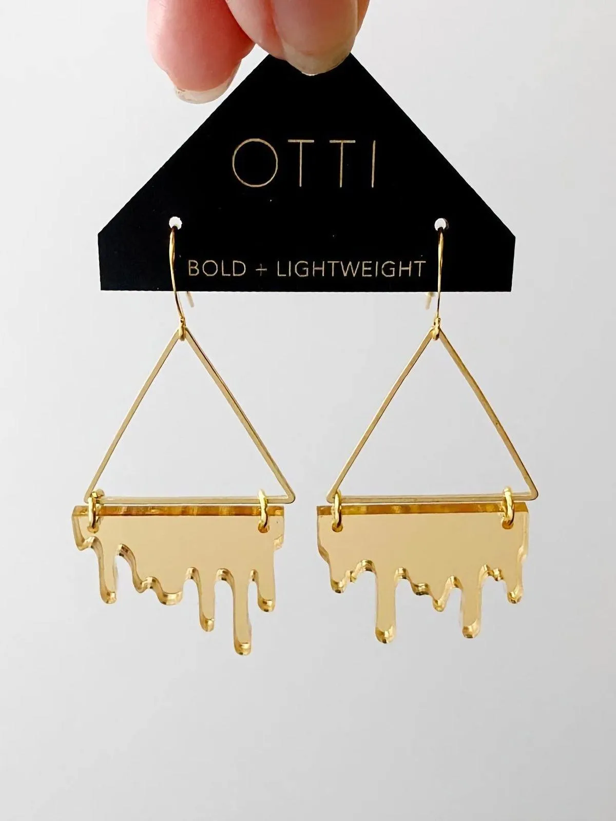 Drippy Triangle Gold Earrings