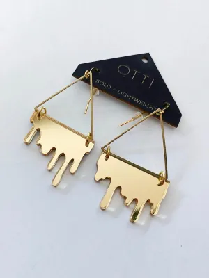 Drippy Triangle Gold Earrings