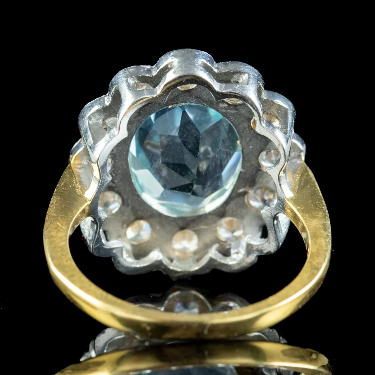 Edwardian Style Blue Topaz Cz Flower Cluster Ring 5ct Topaz