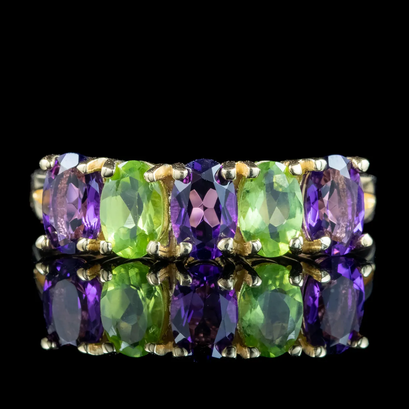 Edwardian Suffragette Style Ring Amethyst Peridot 9ct Gold