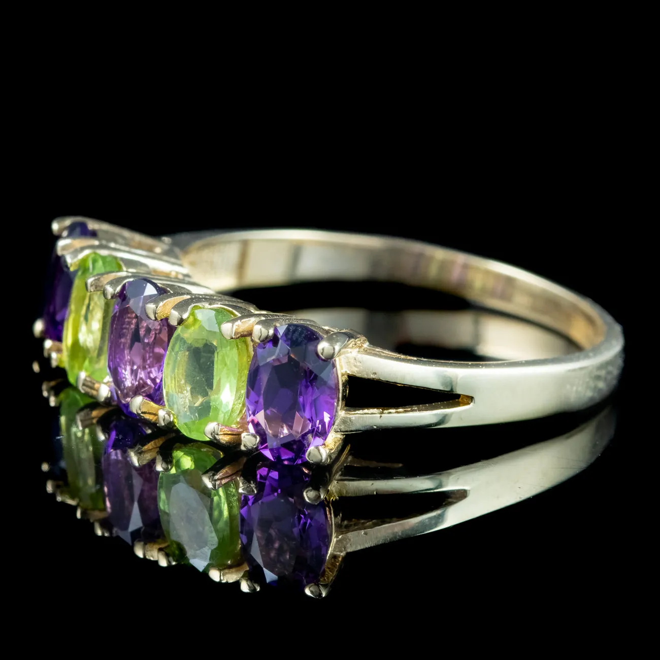 Edwardian Suffragette Style Ring Amethyst Peridot 9ct Gold