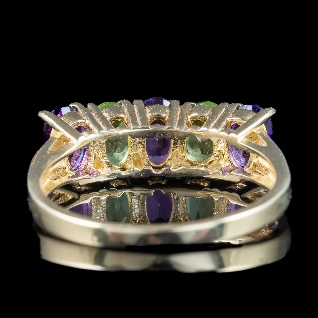 Edwardian Suffragette Style Ring Amethyst Peridot 9ct Gold