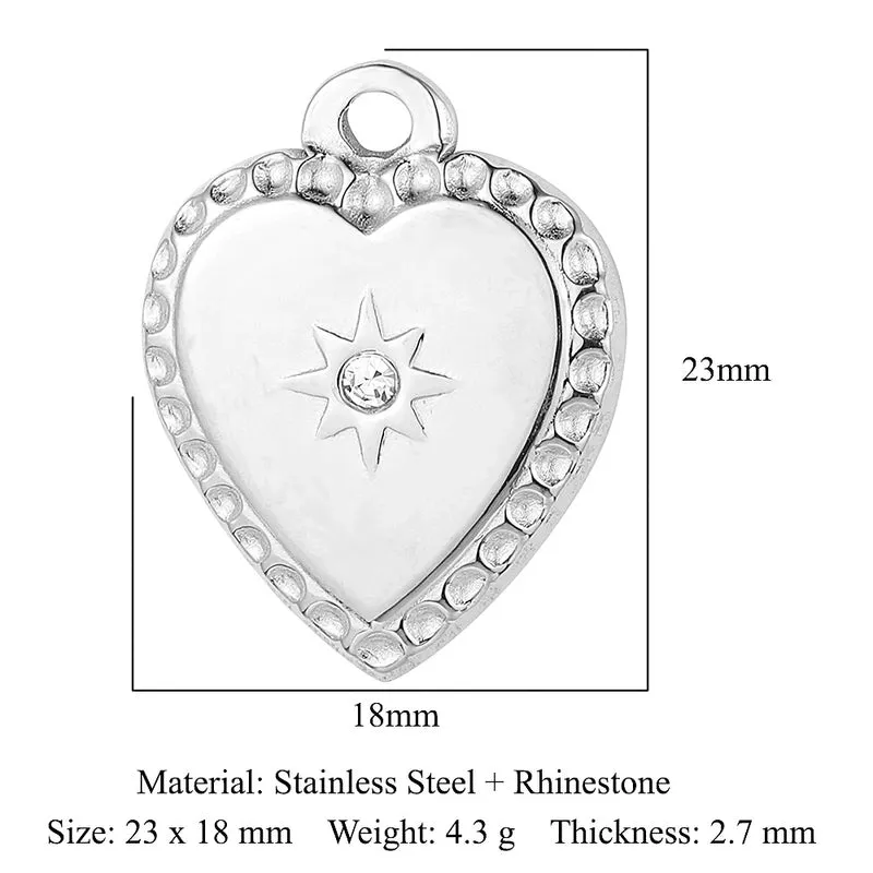 Elegant Classic Style Heart Shape Titanium Steel Plating Inlay Zircon Charms