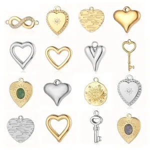 Elegant Classic Style Heart Shape Titanium Steel Plating Inlay Zircon Charms