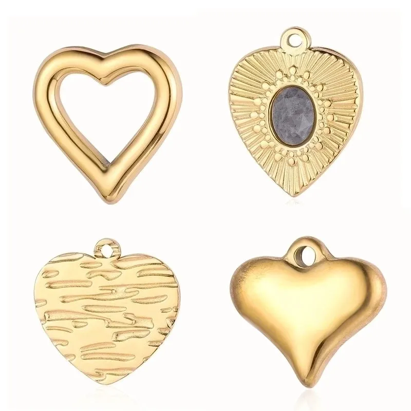 Elegant Classic Style Heart Shape Titanium Steel Plating Inlay Zircon Charms