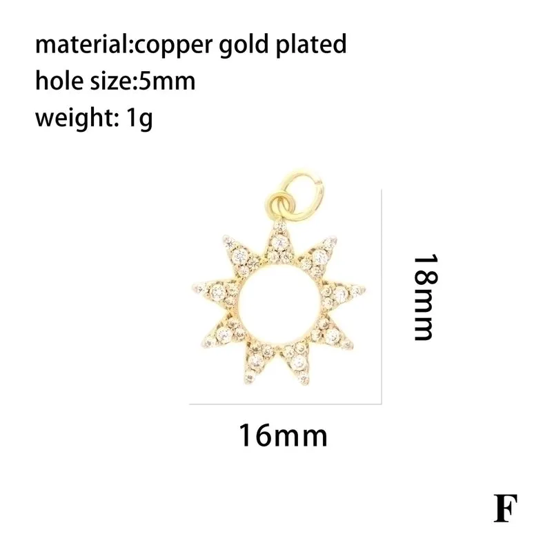 Elegant Shiny Pentagram Heart Shape Eye Copper Plating Inlay Zircon 18k Gold Plated Charms