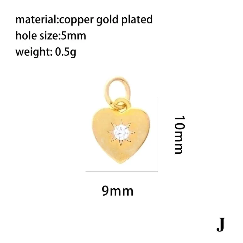 Elegant Shiny Pentagram Heart Shape Eye Copper Plating Inlay Zircon 18k Gold Plated Charms