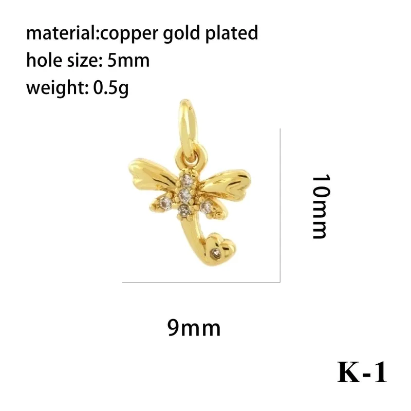 Elegant Simple Style Bee Dragonfly Butterfly Copper Plating Inlay Zircon 18k Gold Plated Charms