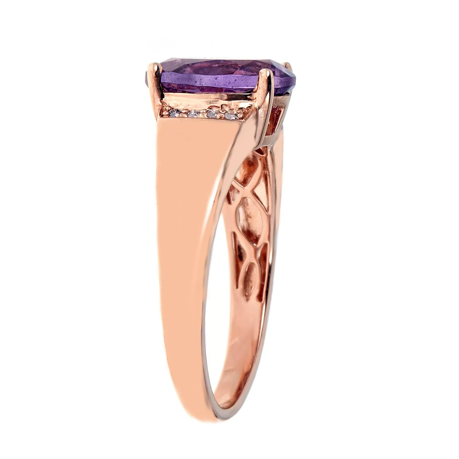 Elsa 10K Rose Gold Oval-Cut Brazilian Amethyst Ring