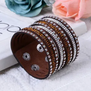 Fashion Charm Double Circle Multilayer Leather Bracelets Women Bracelets