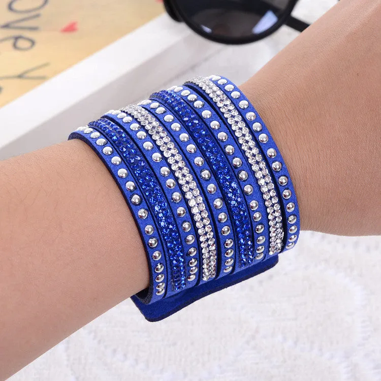 Fashion Charm Double Circle Multilayer Leather Bracelets Women Bracelets