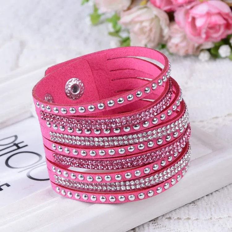 Fashion Charm Double Circle Multilayer Leather Bracelets Women Bracelets