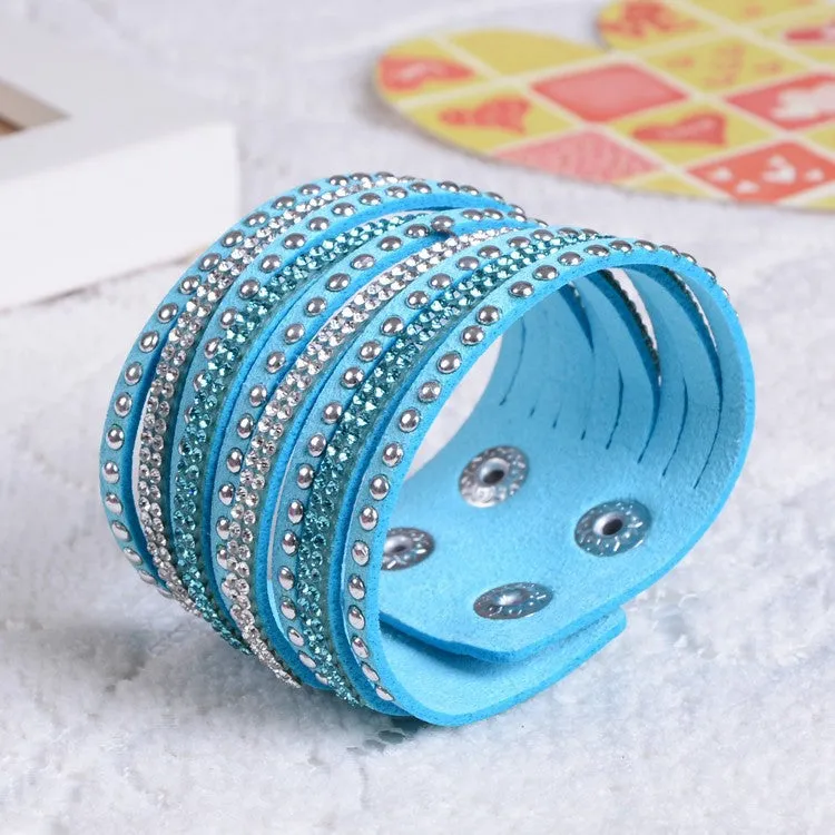 Fashion Charm Double Circle Multilayer Leather Bracelets Women Bracelets