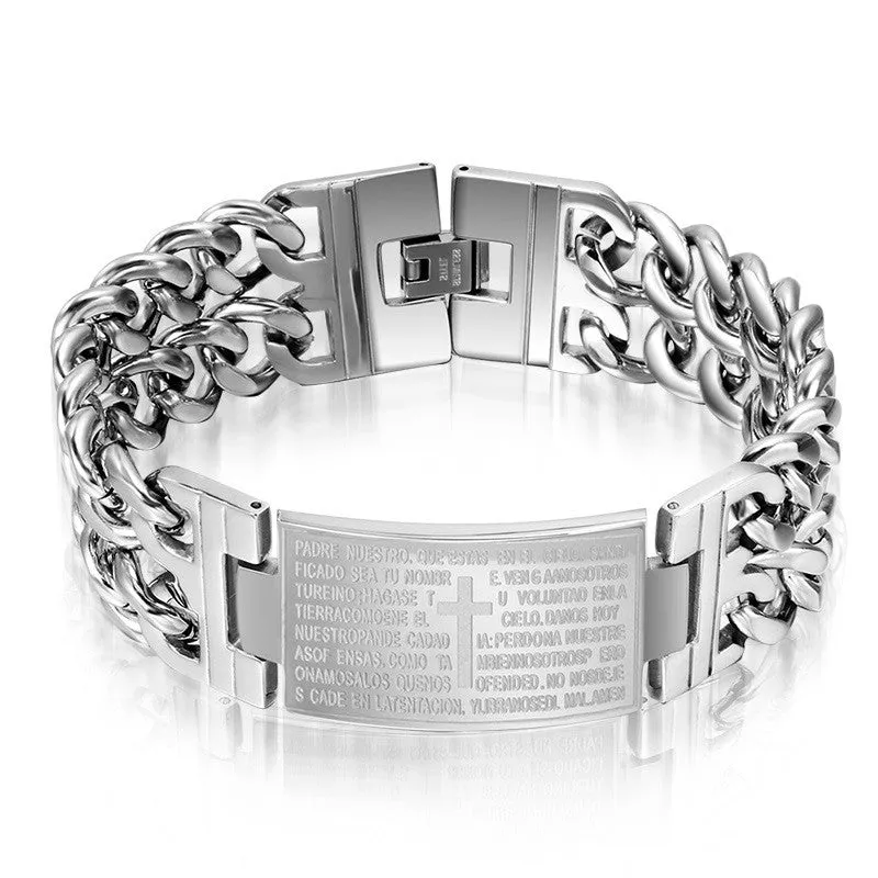 Fashion men bracelets &bangles stainless steel bracelet with cross design jewelry