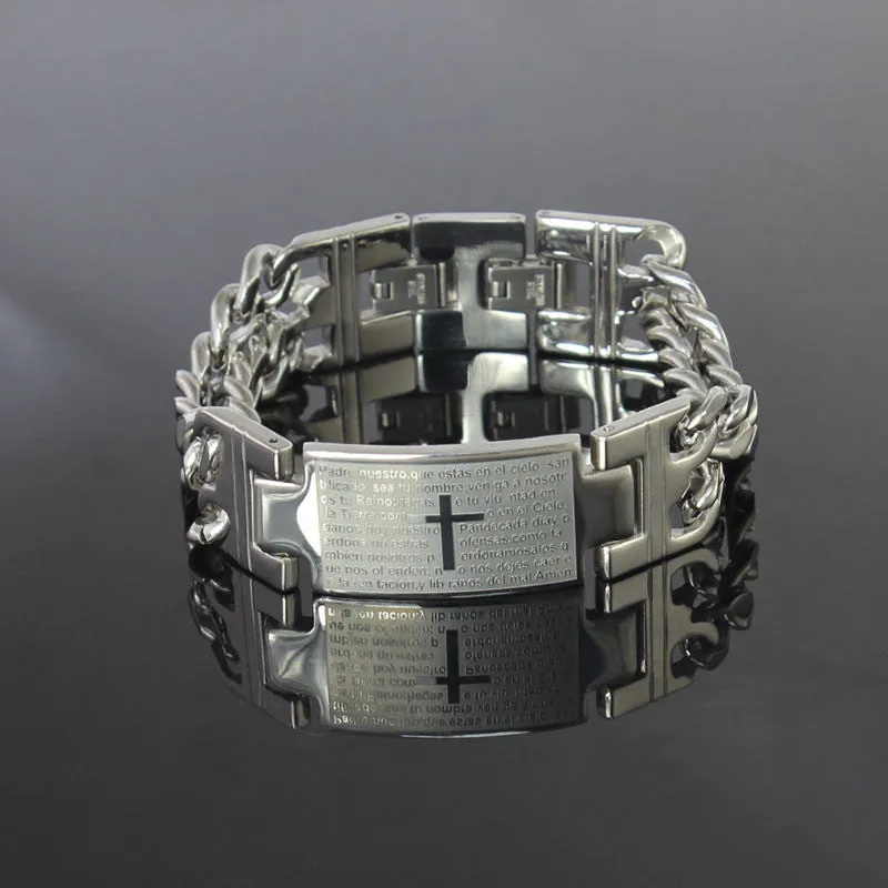 Fashion men bracelets &bangles stainless steel bracelet with cross design jewelry