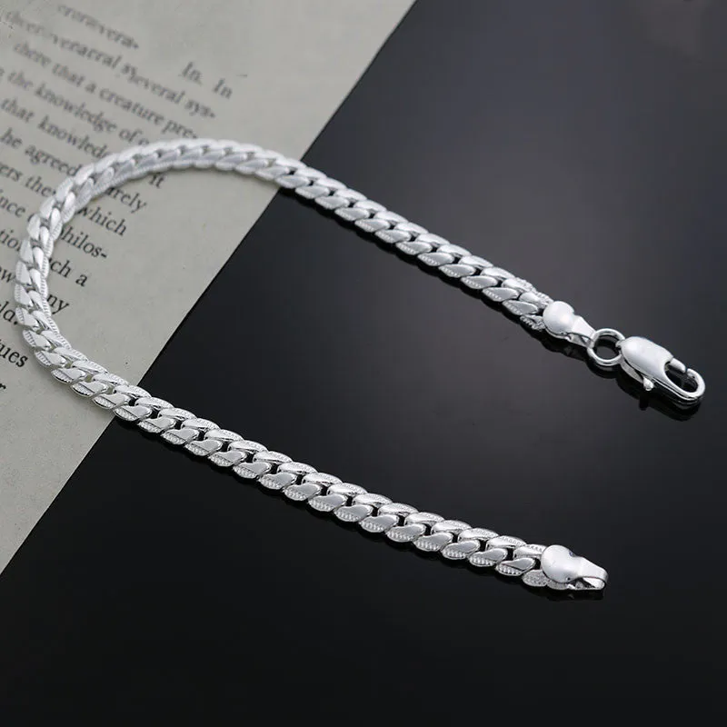 Fashion Silver Plated Sideways Chain Bracelets