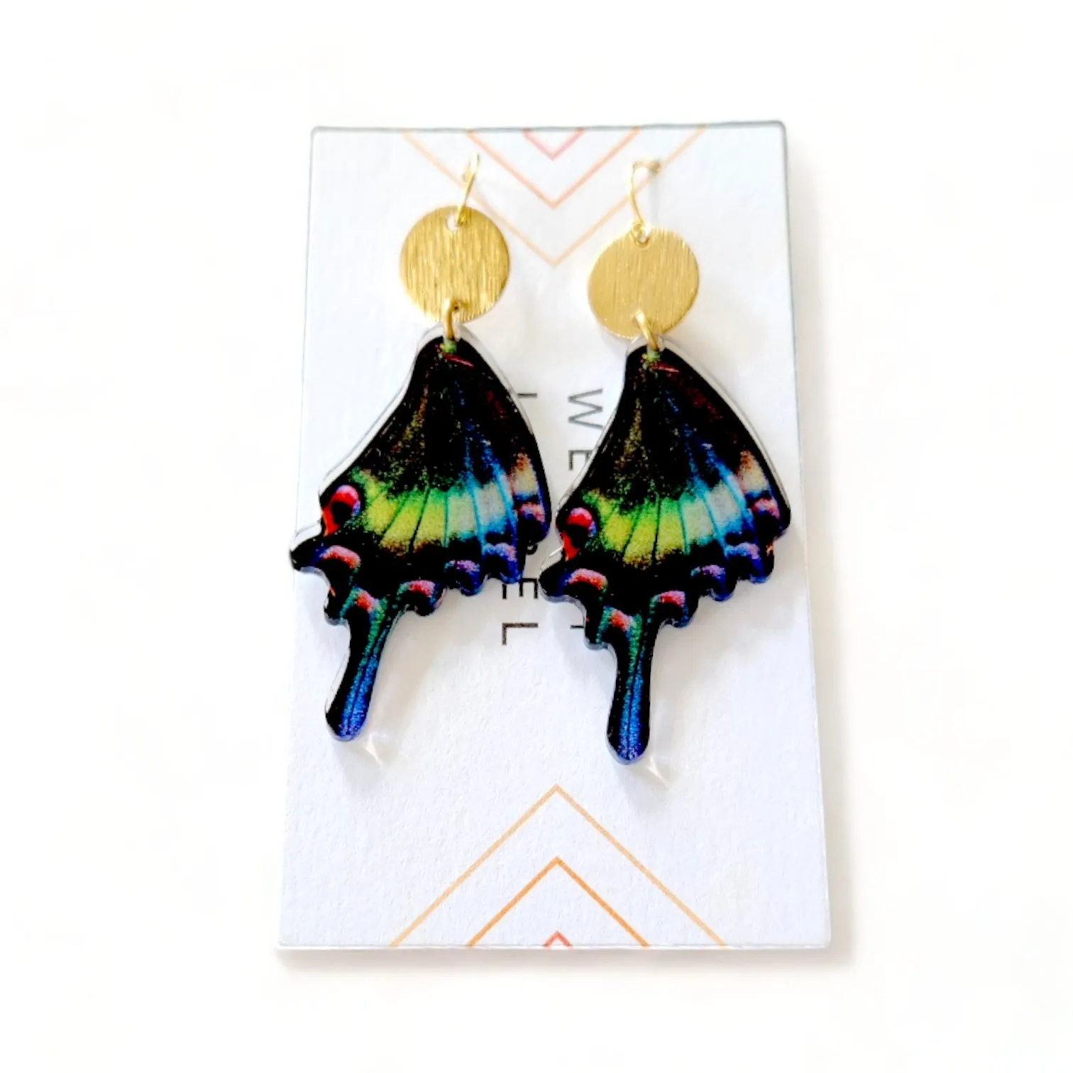 Fly Acrylic & Brass Earrings