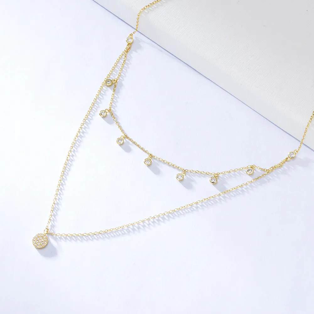 Full Diamond Bubble Delicate Double-Layer Necklace