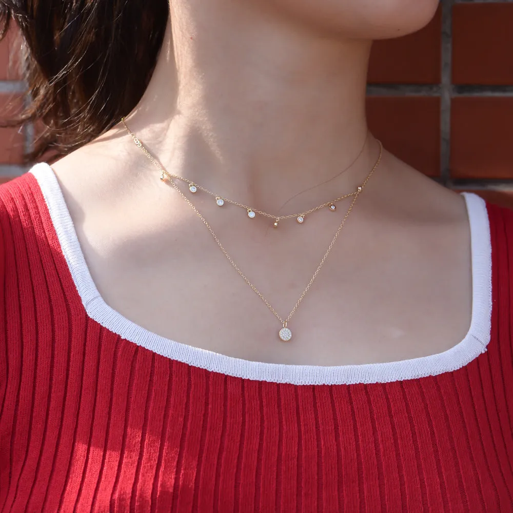 Full Diamond Bubble Delicate Double-Layer Necklace