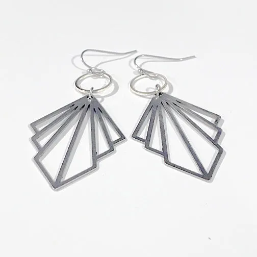 Geometric Modern Silver Lines & Hoop Earrings