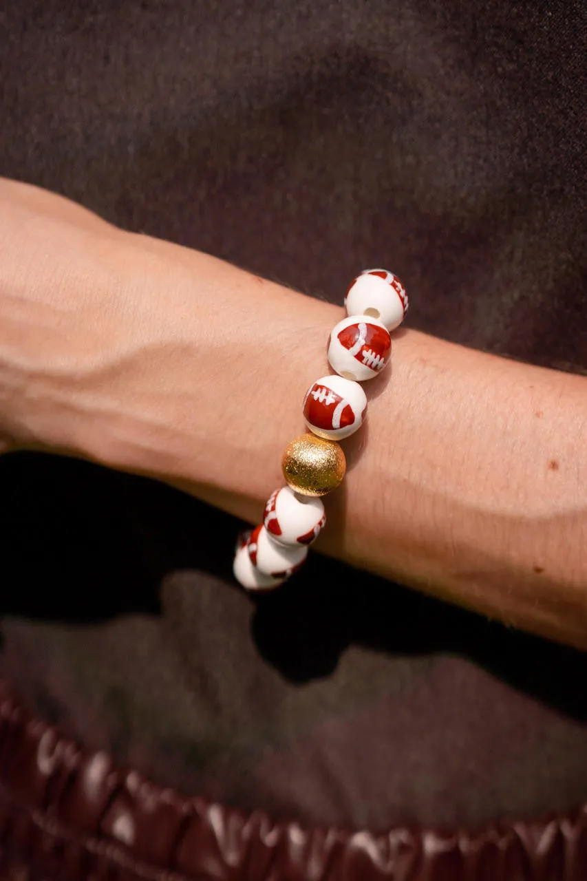 Georgia Beaded Football Bracelet