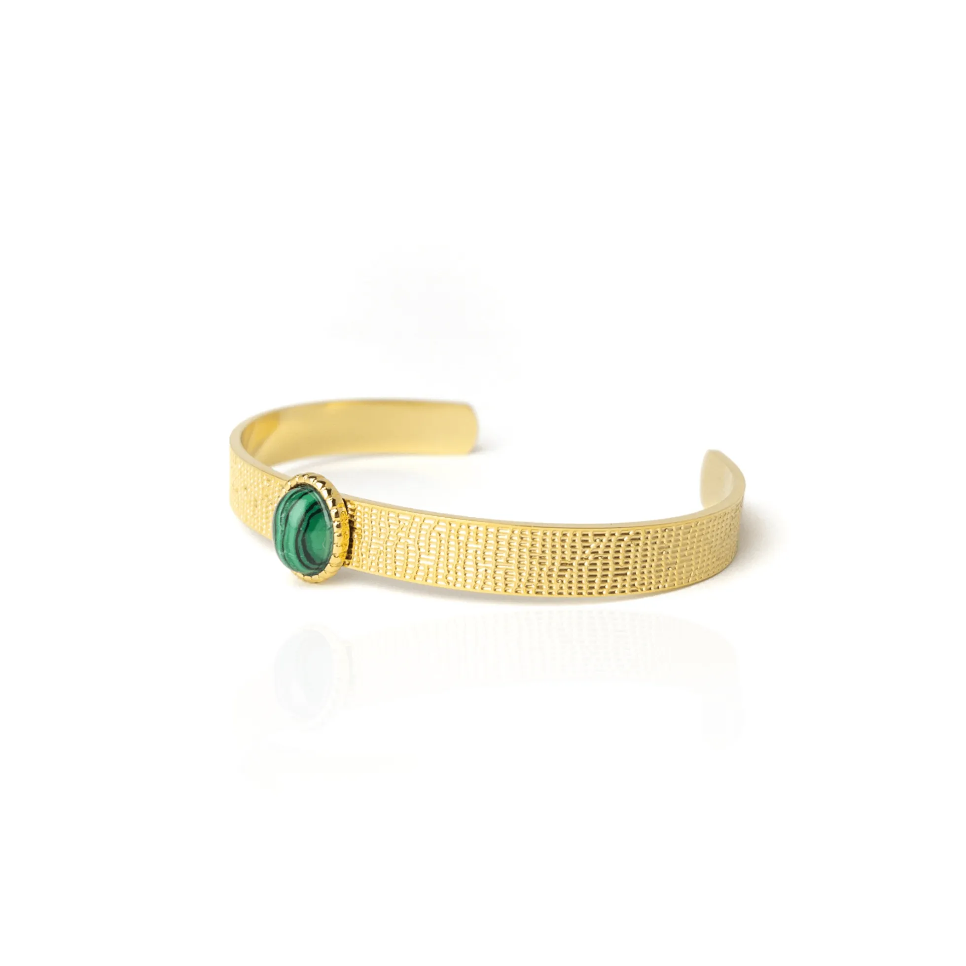 Gold Plated Malachite Bangle