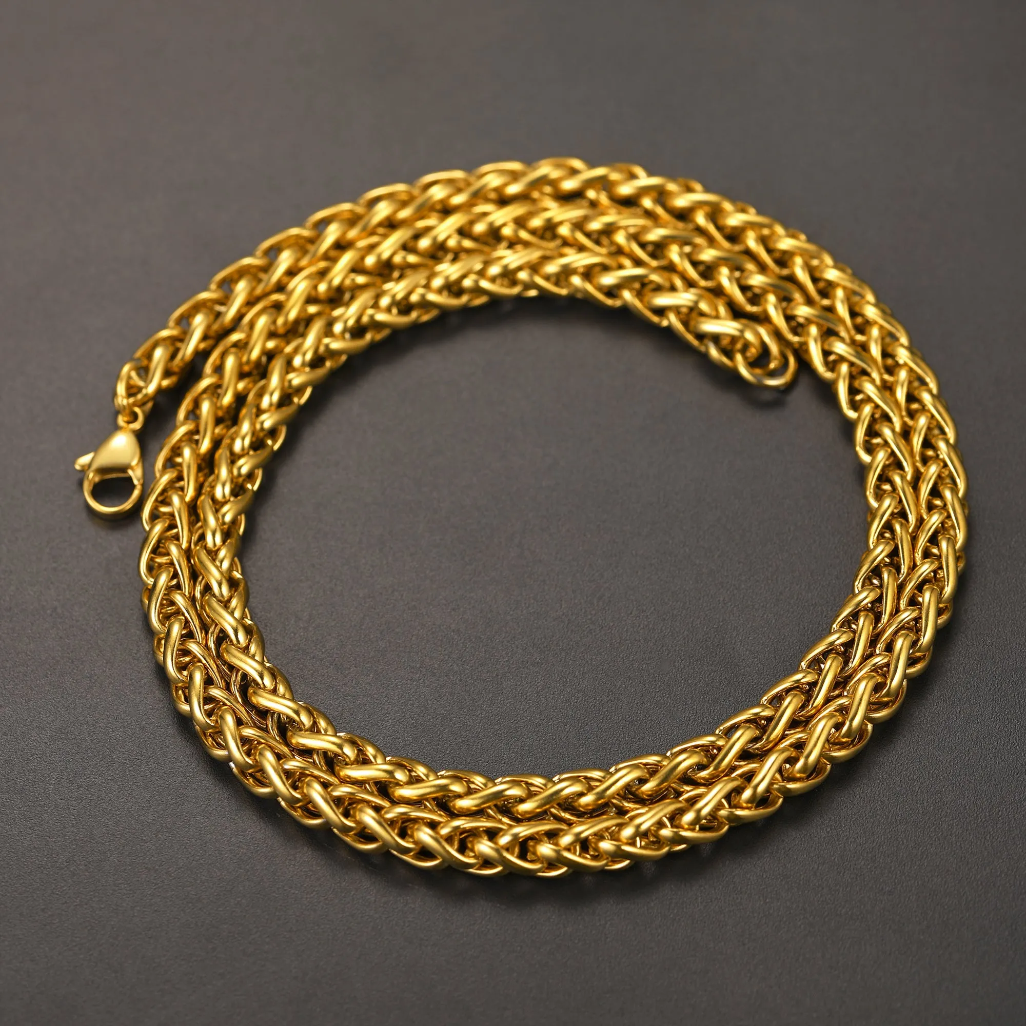 Gold Rope Chain Necklace for Men Stainless Steel, 3MM/6MM