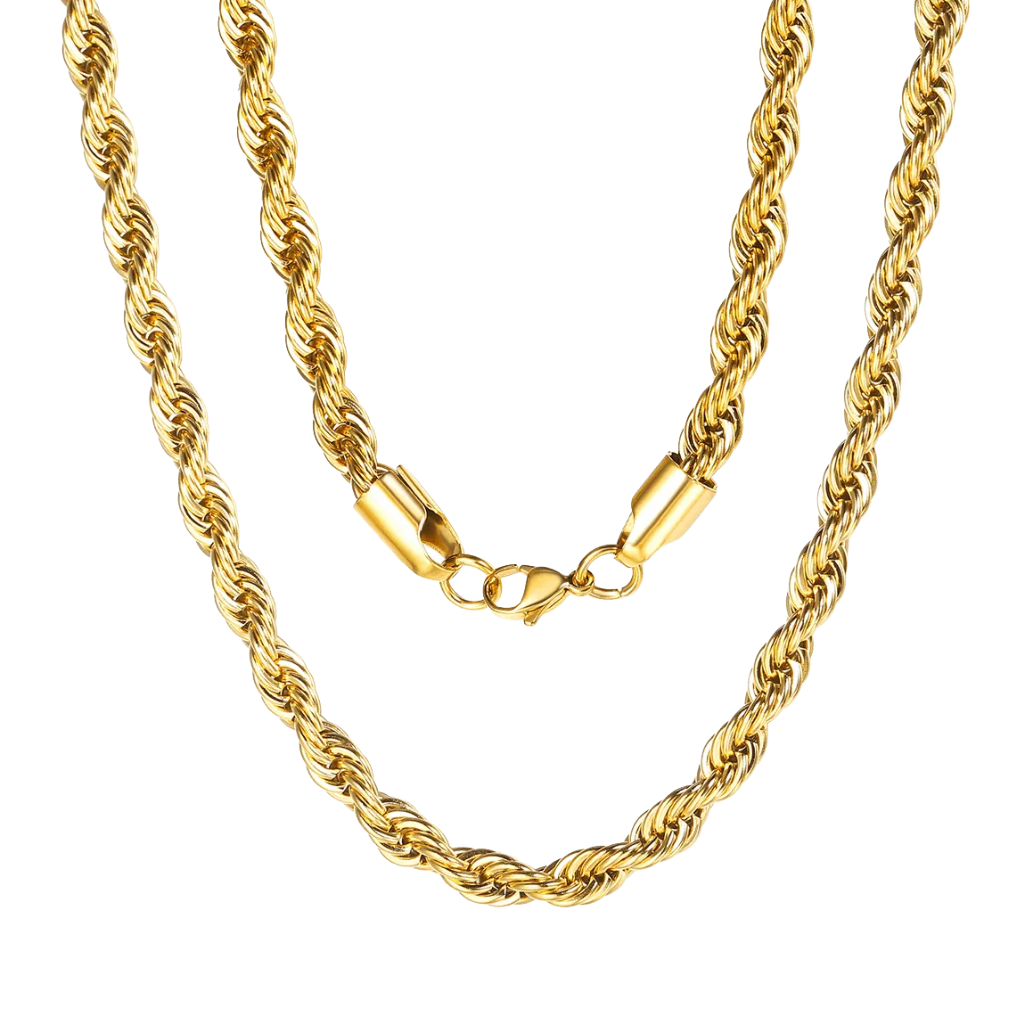 Gold Rope Chain Necklace for Men Stainless Steel, 3MM/6MM