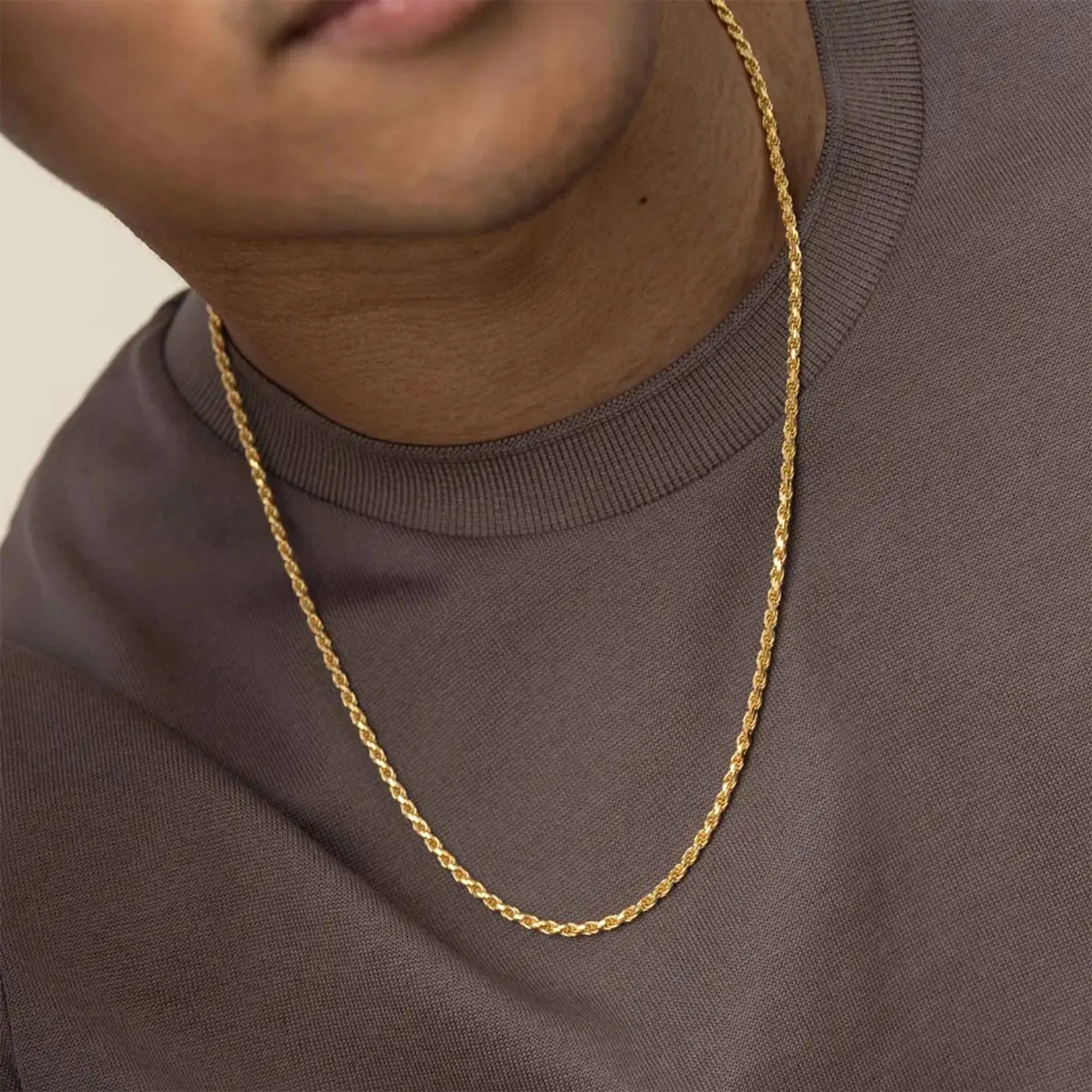 Gold Rope Chain Necklace for Men Stainless Steel, 3MM/6MM